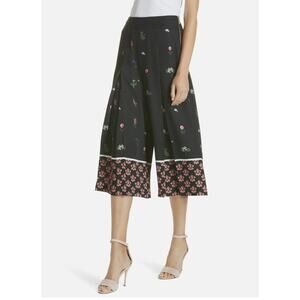 Ted Baker Kaytii Florence Culottes Pants Womens 10 (4) Black Floral Classic